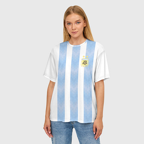 Женская футболка оверсайз Сборная Аргентины / 3D-принт – фото 3