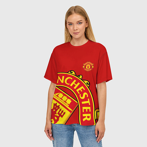 Женская футболка оверсайз FC Man United: Red Exclusive / 3D-принт – фото 3