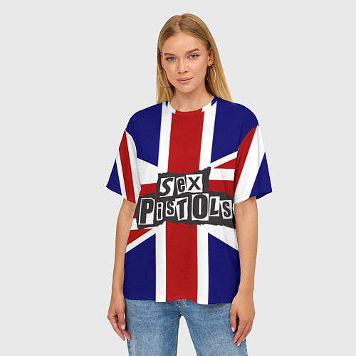 Женская футболка оверсайз Sex Pistols UK / 3D-принт – фото 3
