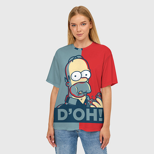 Женская футболка оверсайз Homer Simpson DOH! / 3D-принт – фото 3