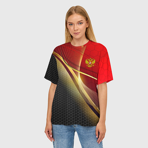 Женская футболка оверсайз RUSSIA SPORT: Gold Collection / 3D-принт – фото 3