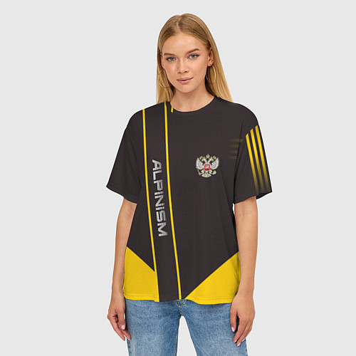 Женская футболка оверсайз Alpinism: Yellow Russia / 3D-принт – фото 3