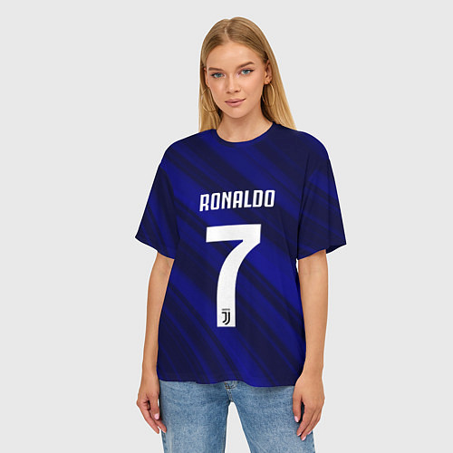 Женская футболка оверсайз Ronaldo 7: Blue Sport / 3D-принт – фото 3