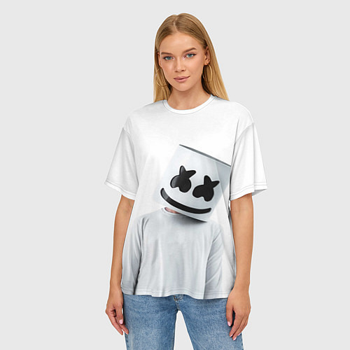 Женская футболка оверсайз Marshmallow: White Only / 3D-принт – фото 3