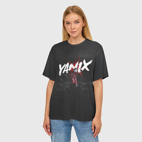 Женская футболка оверсайз YANIX: Black Side / 3D-принт – фото 3