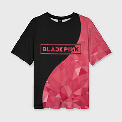 Женская футболка оверсайз Black Pink: Pink Polygons