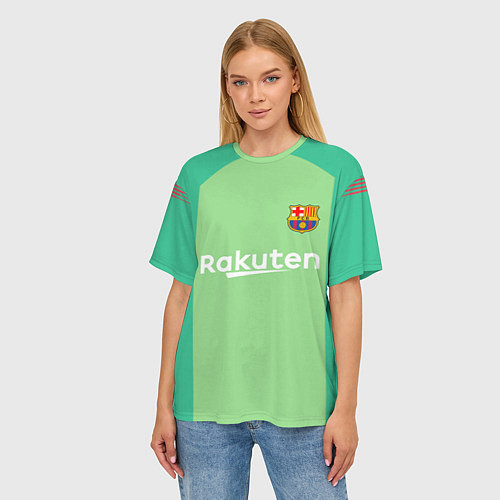 Женская футболка оверсайз Ter Stegen home 18-19 / 3D-принт – фото 3