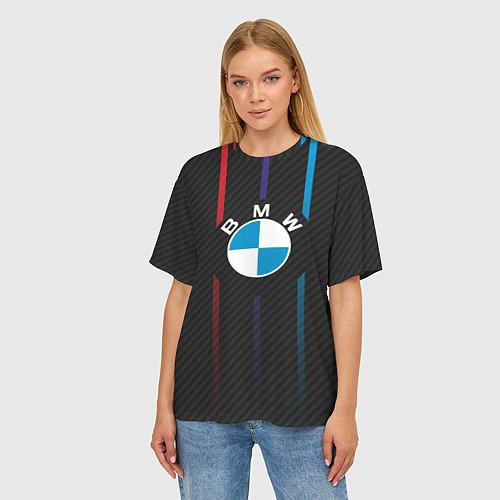 Женская футболка оверсайз BMW: Three Lines / 3D-принт – фото 3