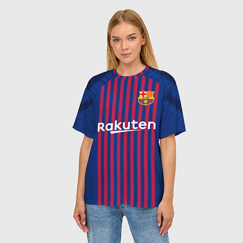 Женская футболка оверсайз Suarez home 18-19 / 3D-принт – фото 3