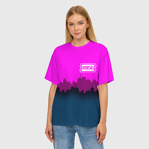 Женская футболка оверсайз BSG: Neon City / 3D-принт – фото 3