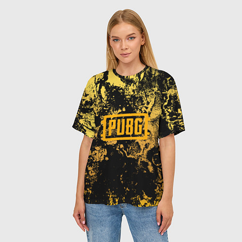 Женская футболка оверсайз PUBG: Yellow Marble / 3D-принт – фото 3