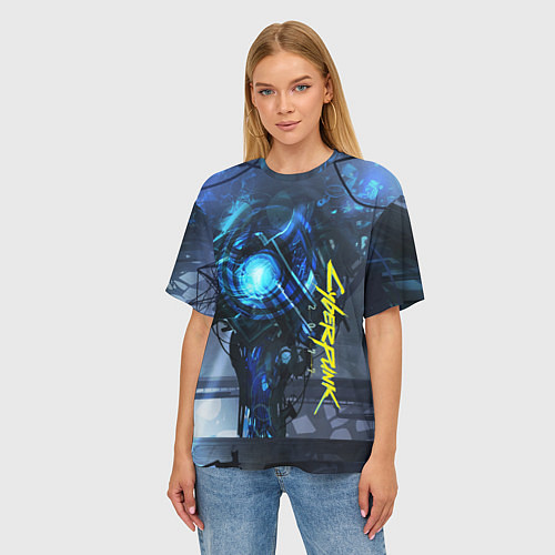 Женская футболка оверсайз Cyberpunk 2077 / 3D-принт – фото 3