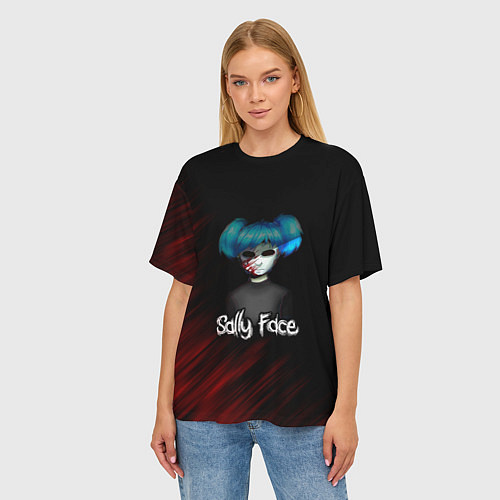 Женская футболка оверсайз Sally Face окровавленное лицо / 3D-принт – фото 3