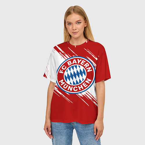 Женская футболка оверсайз ФК Бавария / 3D-принт – фото 3