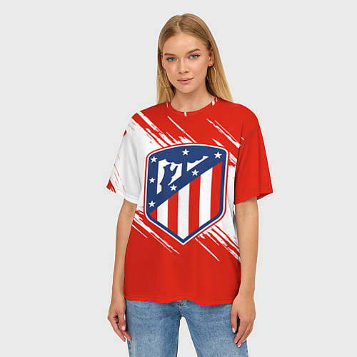 Женская футболка оверсайз ФК Атлетико Мадрид / 3D-принт – фото 3