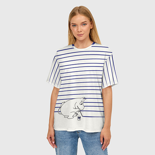 Женская футболка оверсайз Муми-тролль рисует полосы / 3D-принт – фото 3