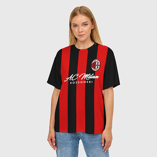 Женская футболка оверсайз AC Milan / 3D-принт – фото 3