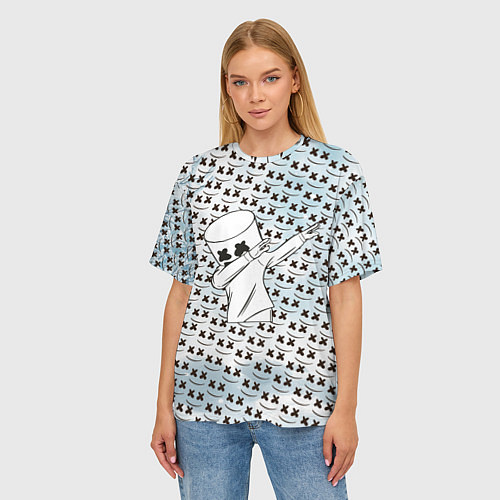 Женская футболка оверсайз Marshmello DAB / 3D-принт – фото 3