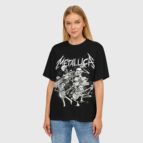 Женская футболка оверсайз Metallica: Bones Rock / 3D-принт – фото 3