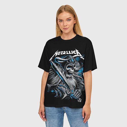 Женская футболка оверсайз Metallica / 3D-принт – фото 3