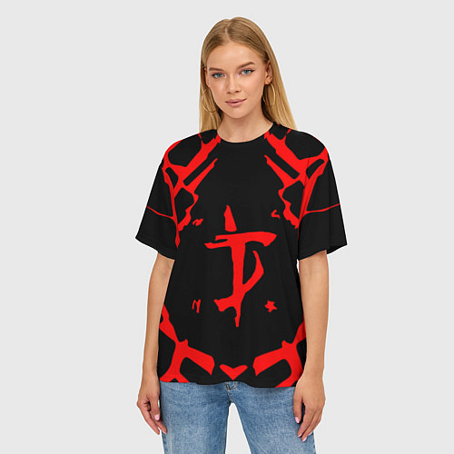 Женская футболка оверсайз DOOM: Red Slayer / 3D-принт – фото 3