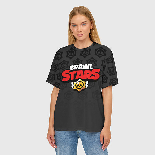 Женская футболка оверсайз Brawl Stars: Black Team / 3D-принт – фото 3