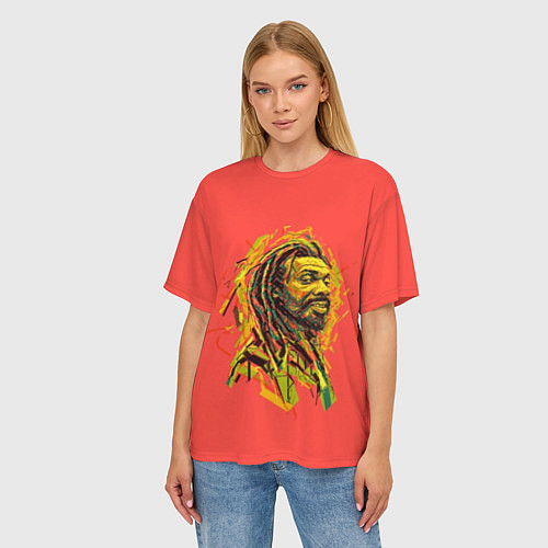 Женская футболка оверсайз Rasta Art / 3D-принт – фото 3