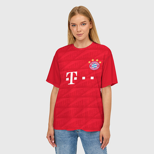 Женская футболка оверсайз FC Bayern: Home 19-20 / 3D-принт – фото 3