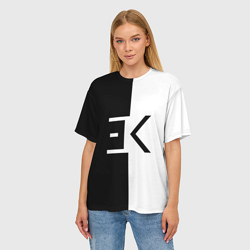 Женская футболка оверсайз Егор Крид: ЕК / 3D-принт – фото 3