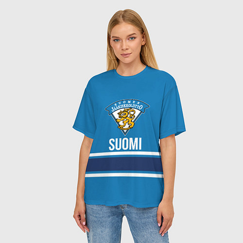 Женская футболка оверсайз Сборная Финляндии / 3D-принт – фото 3