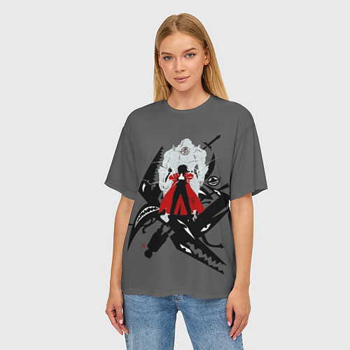 Женская футболка оверсайз Стальной алхимик / 3D-принт – фото 3