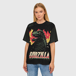 Футболка оверсайз женская Flame Godzilla, цвет: 3D-принт — фото 2