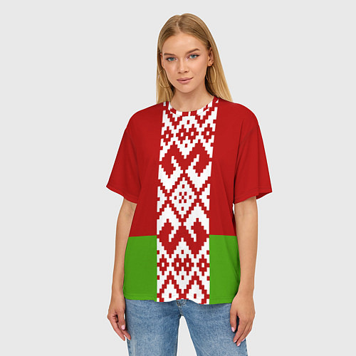 Женская футболка оверсайз Беларусь флаг / 3D-принт – фото 3