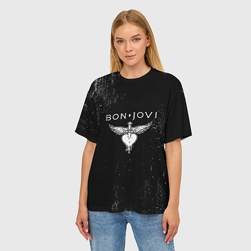 Женская футболка оверсайз Bon Jovi / 3D-принт – фото 3
