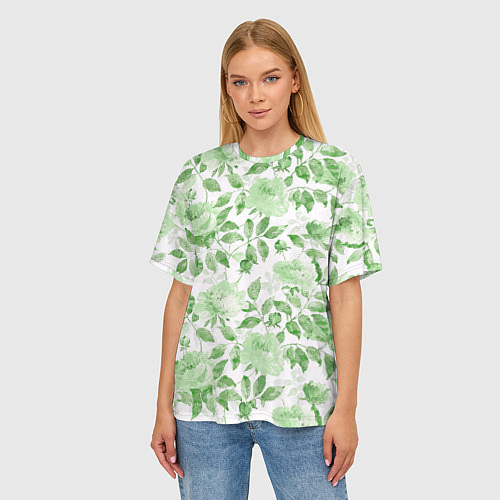 Женская футболка оверсайз Пышная растительность / 3D-принт – фото 3