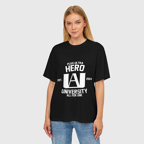 Женская футболка оверсайз My Hero Academia белый лого / 3D-принт – фото 3