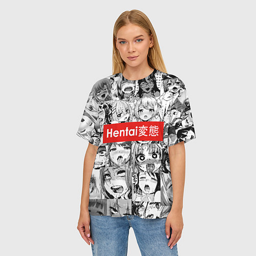 Женская футболка оверсайз Hentai - collage / 3D-принт – фото 3
