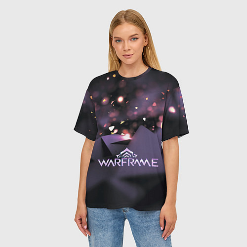 Женская футболка оверсайз Warframe abstract logo / 3D-принт – фото 3