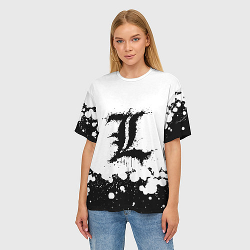 Женская футболка оверсайз L letter snow / 3D-принт – фото 3