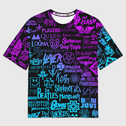 Футболка оверсайз женская ЛОГОТИПЫ РОК ГРУПП, цвет: 3D-принт