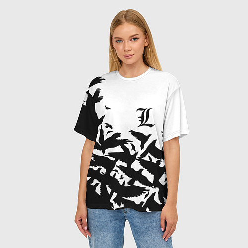 Женская футболка оверсайз L letter bird / 3D-принт – фото 3