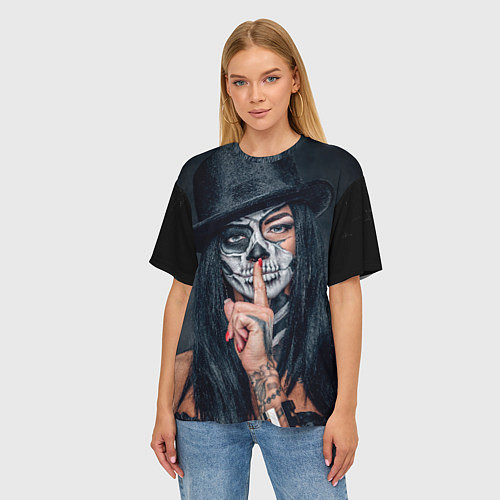 Женская футболка оверсайз Девушка halloween / 3D-принт – фото 3