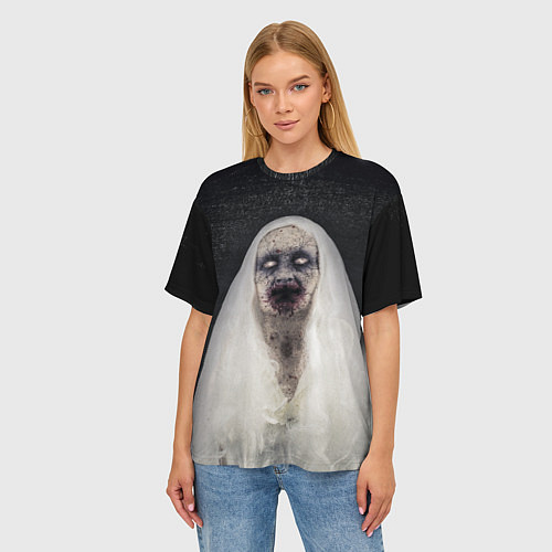 Женская футболка оверсайз Страшный призрак / 3D-принт – фото 3