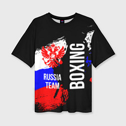 Футболка оверсайз женская Boxing Russia Team и герб РФ, цвет: 3D-принт