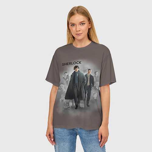 Женская футболка оверсайз Sherlock / 3D-принт – фото 3