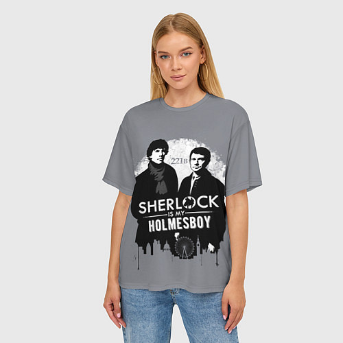 Женская футболка оверсайз Sherlock Holmesboy / 3D-принт – фото 3