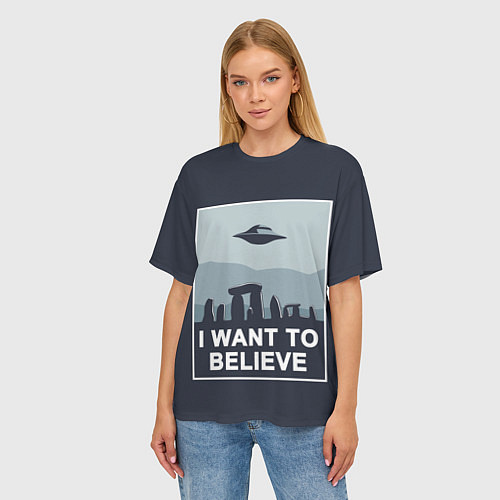 Женская футболка оверсайз I want to believe / 3D-принт – фото 3