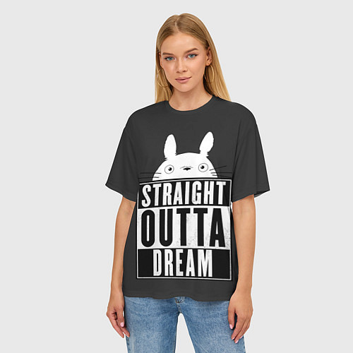 Женская футболка оверсайз Тоторо Straight outta dream / 3D-принт – фото 3