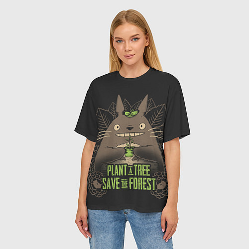 Женская футболка оверсайз Plant a tree Save the forest / 3D-принт – фото 3
