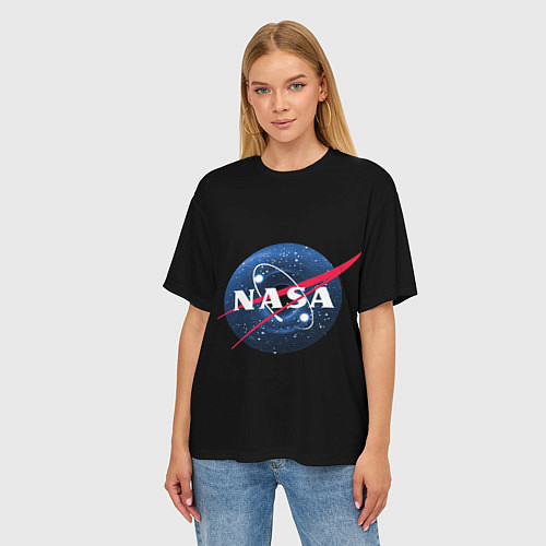 Женская футболка оверсайз NASA Black Hole / 3D-принт – фото 3